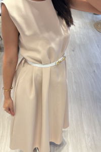 Φόρεμα μιντι αμάνικο με ζώνη στη μέση"Elegant"