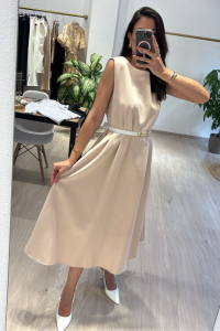 Φόρεμα μιντι αμάνικο με ζώνη στη μέση"Elegant"