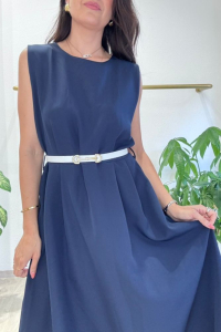 Φόρεμα μίντι αμάνικο με ζώνη στη μέση "Elegant"