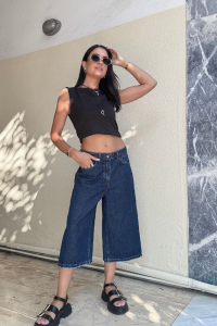 Denim Culotte Βερμούδα – Σκούρο Μπλε