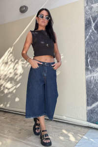 Denim Culotte Βερμούδα – Σκούρο Μπλε