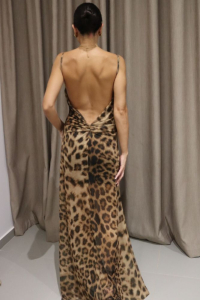 Slip Dress Animal Print Καφέ