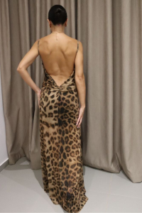 Slip Dress Animal Print Καφέ
