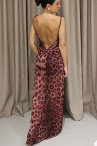 Slip Dress Animal Print Μπορντό 