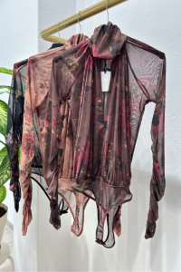 Floral Bodysuit Brown