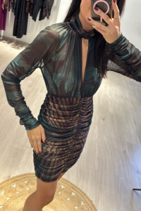 Mini φόρεμα με draped σχέδιο & διαφάνειες