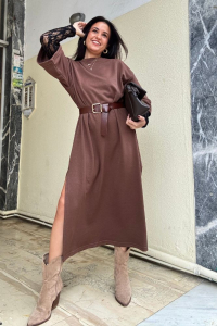 Φόρεμα Φούτερ Brown Midi