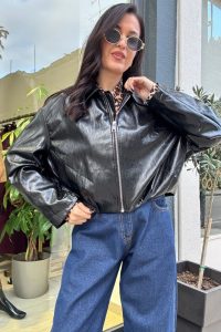 Τζάκετ Oversized δερματίνη 